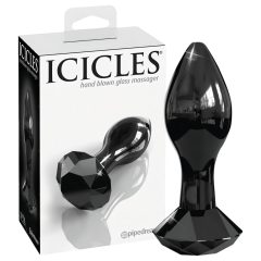 Icicles No. 78 - kužeľový sklenený anál plug (čierny)
