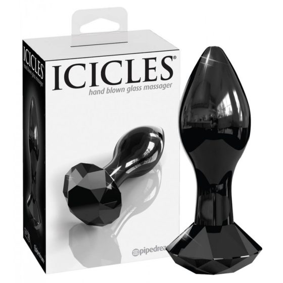 Icicles No. 78 - kónické sklenené análne dildo (čierne)