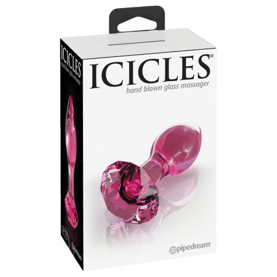 Icicles No. 79 - análny sklenený kolík - ružový - kúželový tvar