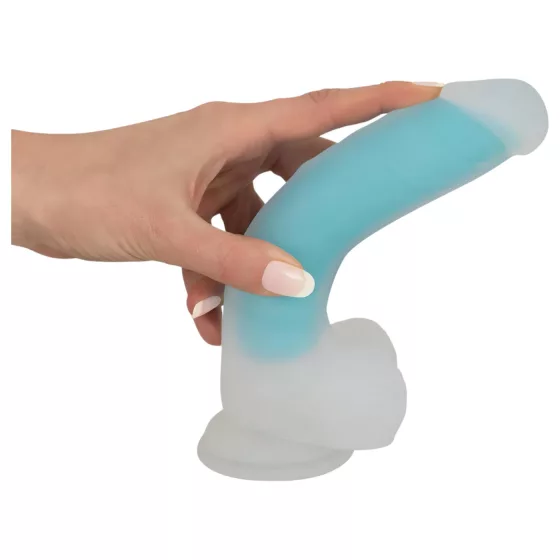 You2Toys - dildo so základňou - svietiace v tme - modré