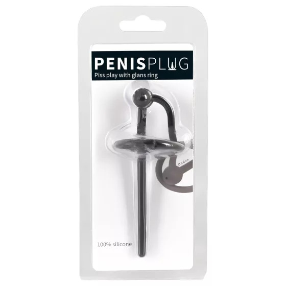 You2Toys - Penisplug - silikónový krúžok na žaluď s dutým dilatátorom (čierny)