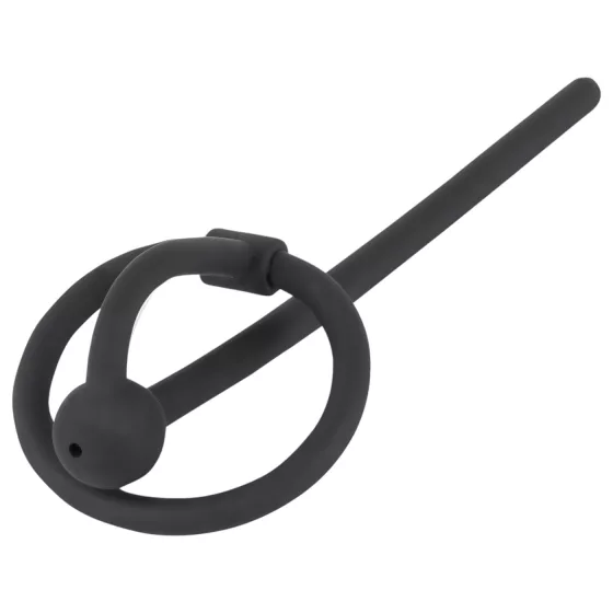You2Toys - Penisplug - silikónový krúžok na žaluď s dutým dilatátorom (čierny)