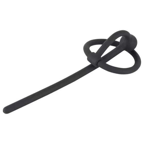 You2Toys - Penisplug - silikónový krúžok na žaluď s dutým dilatátorom (čierny)
