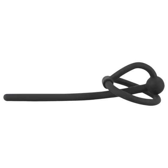 You2Toys - Penisplug - silikónový krúžok na žaluď s dutým dilatátorom (čierny)