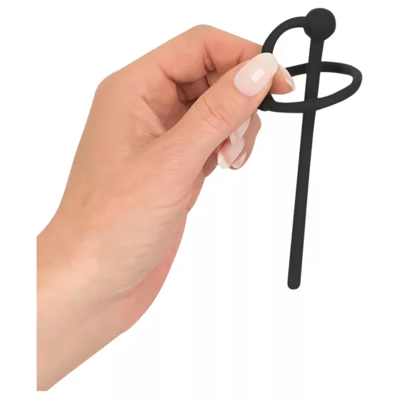 You2Toys - Penisplug - silikónový krúžok na žaluď s dutým dilatátorom (čierny)