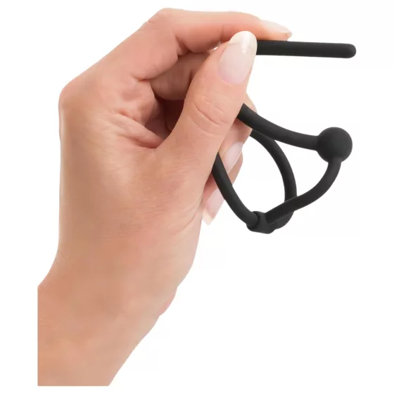 You2Toys - Penisplug - silikónový krúžok na žaluď s dutým dilatátorom (čierny)