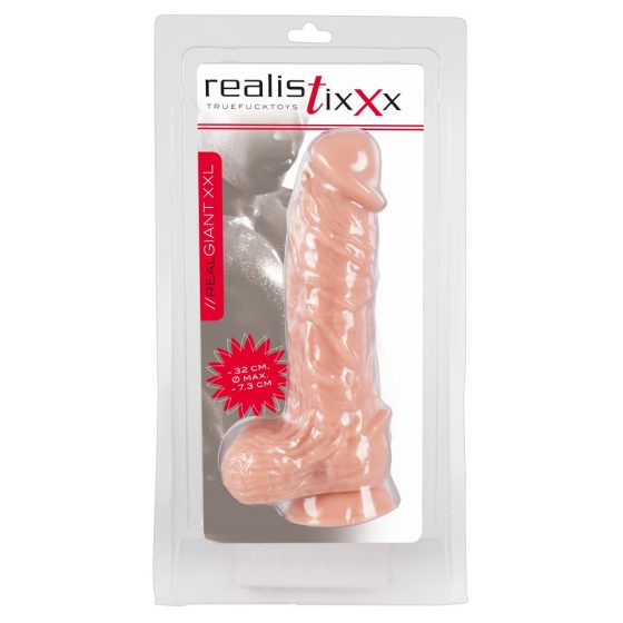realistixxx Giant XXL - veľké realistické dildo s prísavkou (32cm) - telová farba