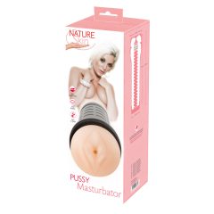   Nature Skin Pussy Masturbator - extra hlboký masturbátor, realistická vagína v púzdre (telová farba-čierna)