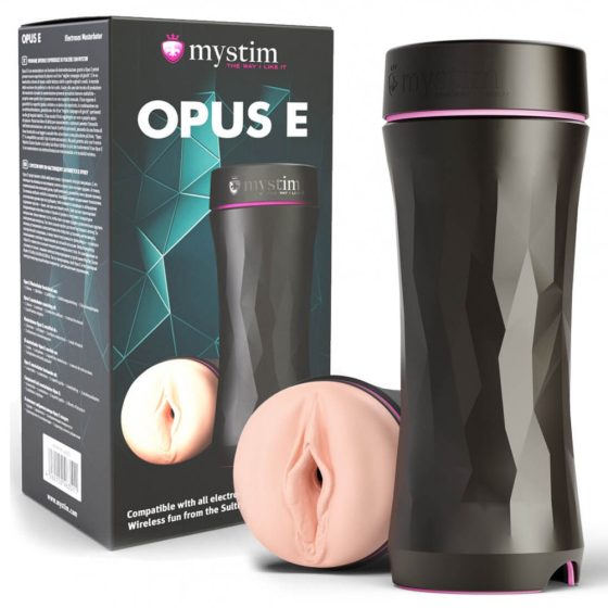 mystim Opus E Vagina - elektrický masturbátor (prírodná čierna)