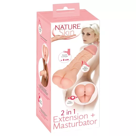 Nature Skin - umelý zadoček a návlek na penis - realistický - telová farba