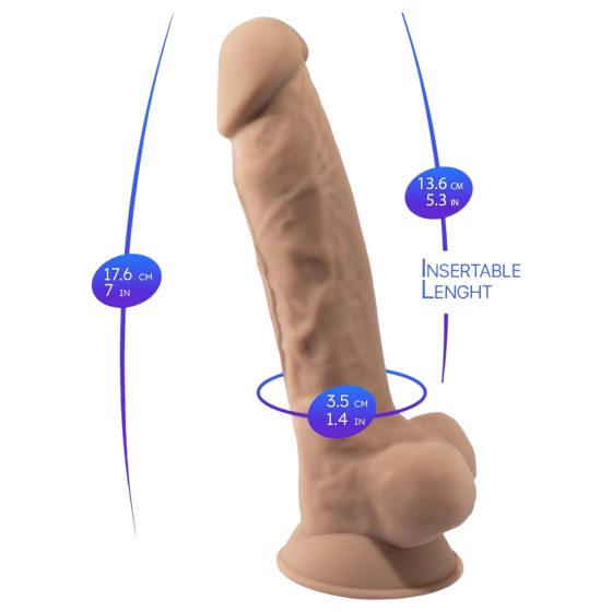 Silexd 7 - prísavkový dildo - 17,5 cm (prírodný)