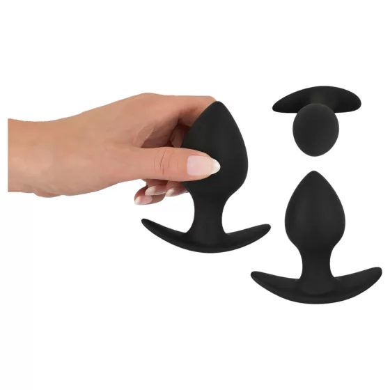 Black Velvets - análne kolíky sada 3 ks - silikón čierna