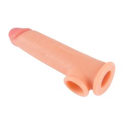   Realistixxx - predlžujúci návlek na penis s krúžkom na semenníky - 19cm (telová farba)
