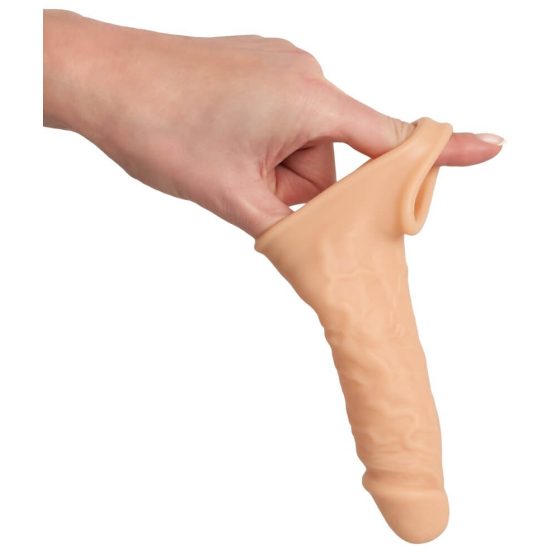 Realistixxx - návlek na penis s krúžkom na semenníky - 16cm (telová farba)