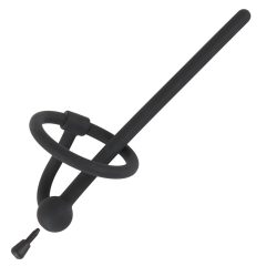   Penisplug Dilator - silikónový uretrálny dilatátor so žaluďovým krúžkom (0,6mm) - čierny