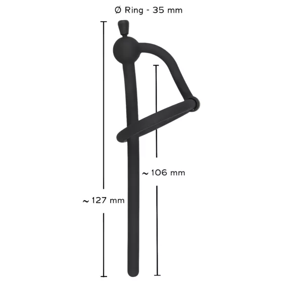 Penisplug - silikónový dilatátor s krúžkom na žaluď - 0,6 mm - čierny
