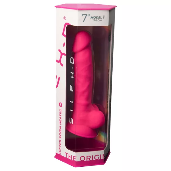 Silexd 7 - prísavkový, žilnatý dildo - 17,5 cm (ružový)
