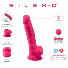   Silexd 7 - prísavkový, žilnatý dildo - 17,5 cm (ružový)