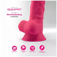   Silexd 7 - prísavkový, žilnatý dildo - 17,5 cm (ružový)