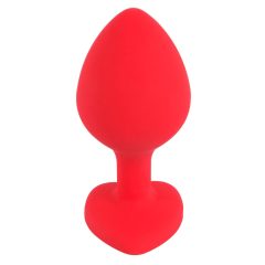   You2Toys Plug Medium - análne dildo s čiernym kamienkom v tvare srdca (červené) - stredné