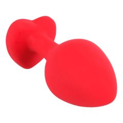   You2Toys Plug Medium - análne dildo s čiernym kamienkom v tvare srdca (červené) - stredné