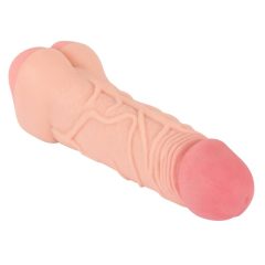   Nature Skin 2in1 Extension + Masturbator Vagina - návlek na penis a masturbátor (telová farba)