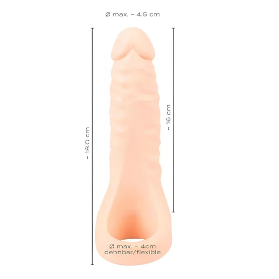 Realistixxx - realistický dvojitý dildo s erekčným krúžkom - naturálny