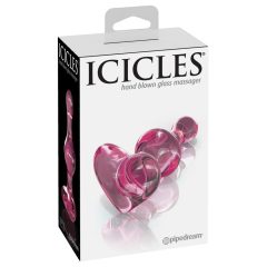   Icicles No. 75 - sklenené análne dildo v tvare srdca (ružové)