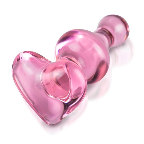 Icicles No. 75 - sklenené análne dildo v tvare srdca (ružové)