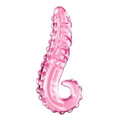   Icicles No. 24 - sklenené dildo s rebrovaným jazykom (ružové)