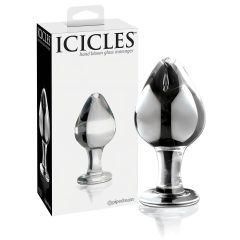   Icicles No. 25 - kužeľový sklenený anál plug (priehľadný)