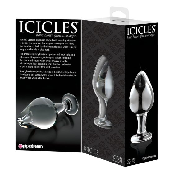 Icicles No. 25 - análny kolík - sklo - kužeľový - priehľadný