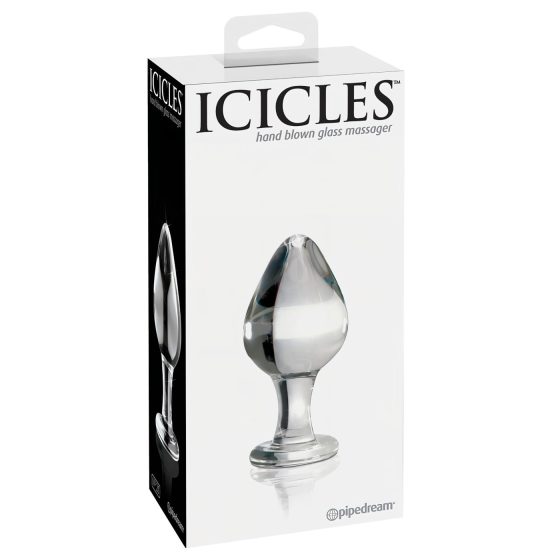 Icicles No. 25 - análny kolík - sklo - kužeľový - priehľadný