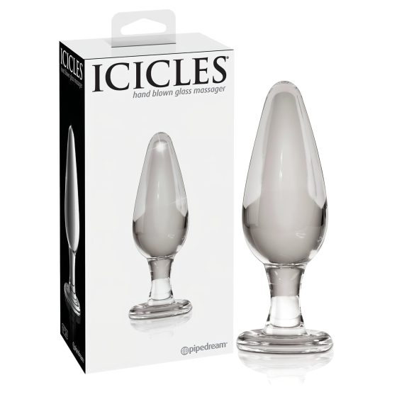 Icicles No. 26 - análny kolík - sklo - číry - kónický tvar