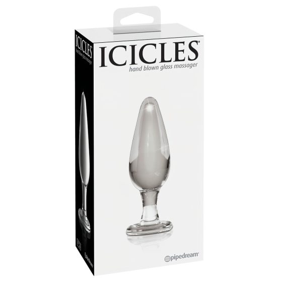 Icicles No. 26 - análny kolík - sklo - číry - kónický tvar