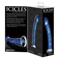   Icicles No. 29 - špirálové sklenené dildo s penisom (modré)