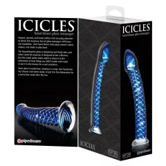 Icicles No. 29 - sklenené dildo penis špirála - modré