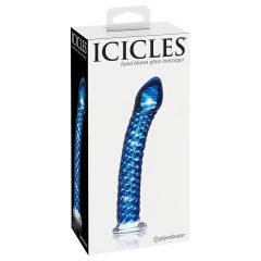   Icicles No. 29 - špirálové, sklenené dildo na penis (modré)