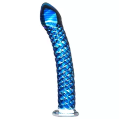 Icicles No. 29 - sklenené dildo penis špirála - modré