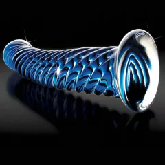 Icicles No. 29 - sklenené dildo penis špirála - modré