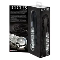   Icicles No. 38 - bič z kože a sklenené dildo - číre/čierne
