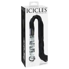   Icicles No. 38 - bič z kože a sklenené dildo - číre/čierne