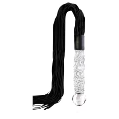   Icicles No. 38 - bič z kože a sklenené dildo - číre/čierne