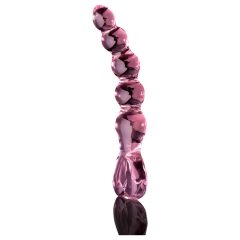   Icicles No. 43 - perlovo srdiečkové sklenené dildo (ružové)