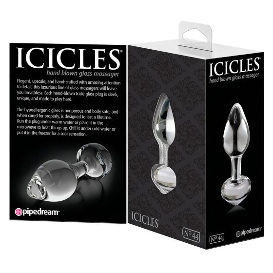 Icicles No. 44 - análny kolík - kúzový tvar - sklo/priehľadný