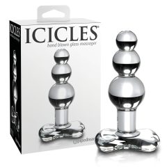   Icicles No. 47 - trojitý perlový, sklenený anál plug (priehľadný)