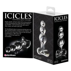  Icicles No. 47 - trojitý perlový, sklenený anál plug (priehľadný)