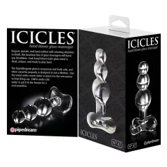   Icicles No. 47 - análny kolík s tromi guľôčkami - sklo priehľadný