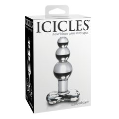   Icicles No. 47 - trojitý perlový, sklenený anál plug (priehľadný)
