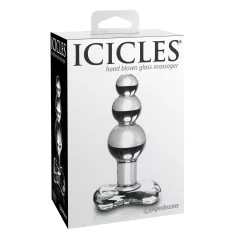   Icicles No. 47 - análny kolík s tromi guľôčkami - sklo priehľadný